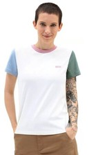 Levi's Vans Damen Colorblock Crew T-Shirt Baumwolle Shirt Marshmallow/Duck Green