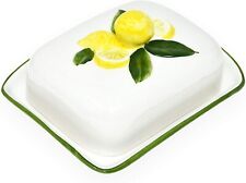 Lashuma ital. Relief Keramik Butterdose Zitrone gelb, Butterglocke ca.18x14cm