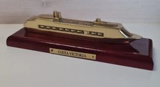 SCHIFFSMODELL  COSTA VICTORIA Messing auf Holzsockel Vintage TOP Zustand 