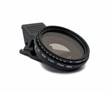 ND Vario Filter 37 mm 2 bis 400 Grau Linse mit Clip für Smartphones in Schwarz