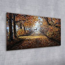 Acrylglasbild Wandbild Plexiglas 100x50 Landschafts Wald Hirsch  Park Wald