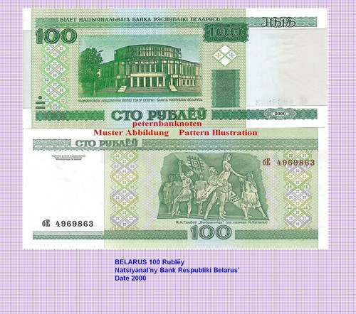 Belarus 100 rublei 2000 unc - ,