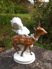 Rehkitz mit Kind Signiert von Max-H-Fritz Rosenthal Bahnhof Selb Germany