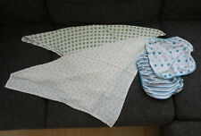 ♥ALANA, impidimpi♥4 x Baby Mullwindeln Spucktücher Blätter, Bäume, Sterne türkis