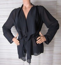 Festliche  Bluse schwarz transparent offen Langarm M