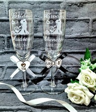 Personalisierte Sektflöten 2er Set Personalisiert Hochzeit Geschenk Brautpaar
