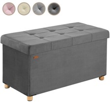 CASARIA® Sitzbank mit Stauraum Sitztruhe Sitzhocker Samt Faltbar 76x38cm Truhe