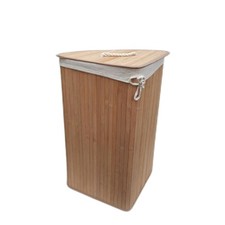 Relaxdays Wäschekorb Aufbewahrung Haushalt Eck Wäschebox Bambus platzsparend 60 