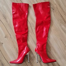 Kassiopeya Overkneestiefel Gr. 38 Lackstiefel in rot mit Chromabsatz