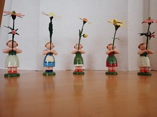 5 Blumenkinder, Erzgebirgische Holzkunst Straco GmbH, Höhe ca. 11 cm