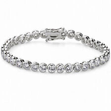 Echtes 925/Sterlingsilber Zirkone Klar Tennis Armband Massiv Statement Cocktail