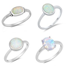 RING 925 Sterling  SILBER zur Auswahl 4 Variante Edelstein OPAL lab. WEIß - edel