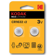 Kodak Knopfzelle CR1632 - 2 Stück, Max Lithium, 3V, Batterien, Markenqualität