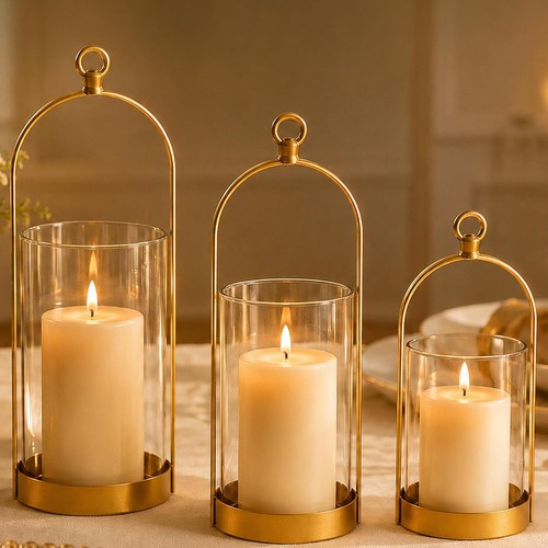 Windlicht glas gold - windlicht,