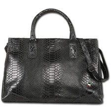 Florence Damen Henkeltasche Echtleder Tote Bag schwarz Schlangenprägung OTF172S1