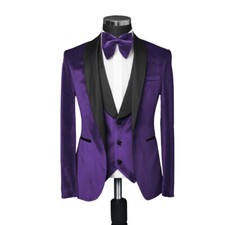 Slim Fit Samt Sakko mit Weste