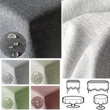 Tischdecke Gartentischdecke Stoff Leinenoptik Bügelfrei Wasserabweisend Uni