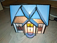 Lichterhaus, strombetrieben, Glühbirne, Tiffanyglas-Optik, Winterzeit