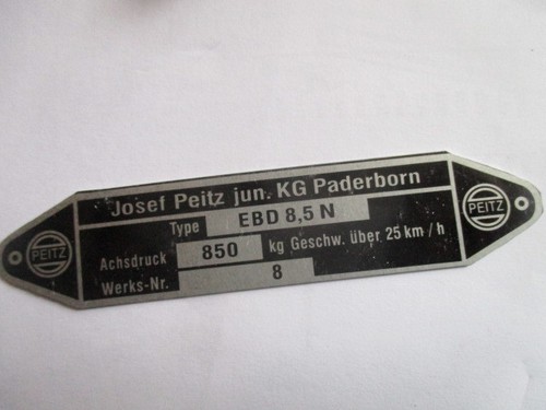Josef peitz typenschild - peitz, schild