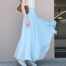 Damen Chiffon Lang Faltenrock