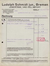 BREMEN, Rechnung 1926, Lebertran- und Oel-Import Ludolph Schmidt jun.