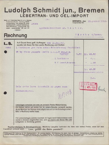 Bremen rechnung 1926 - bremen,,