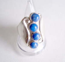 Ring mit 4 Lapis Lazuli Steinen, 925er Silber, Gr. 18,1 - Blau
