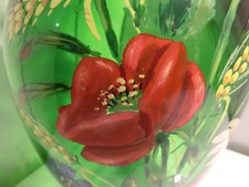 grüne Vase mit Henkel, Glas