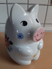 Spardose Sparschwein Porzellan Sparkasse Vintage 16cm hoch RAR 