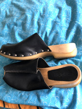 **CLOGS**HOLZCLOGS ESPRIT❤️VINTAGE❤️GR.39 SCHWARZ LEDER❤️NIETEN