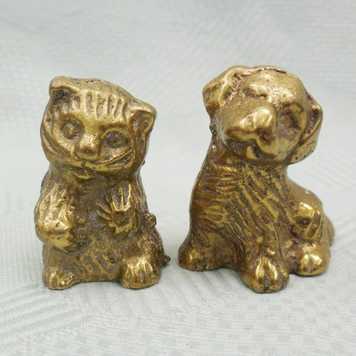 Hund und katze messing figur - und,