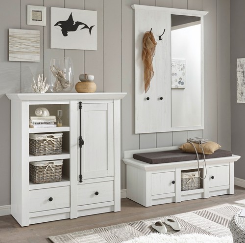 Garderobe set weiß pinie - garderobe,