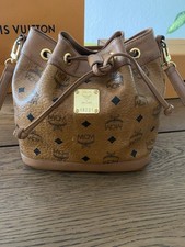 MCM Damen Umhängetasche Leder Braun, Cognac,  Beuteltasche, mittlere Größe