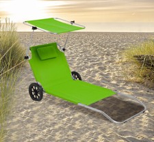 SONNENLIEGE mit Dach klappbar Strand und Transportliege Rollen Trolley faltbar