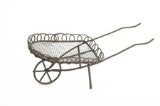 Minigarten Schubkarre braun Metall 13 cm Deko Figur Garten