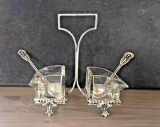 Antike Menage Saliere Silber mit 2 Löffeln