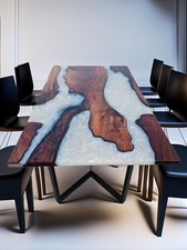 White Pearl Epoxy River Table