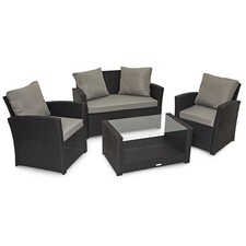 B-Ware SVITA ROMA Polyrattan Lounge Rattan Garten Möbel Set Essgruppe Schwarz