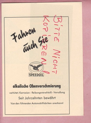 Speedoil werbung 1952 - speedoil,,