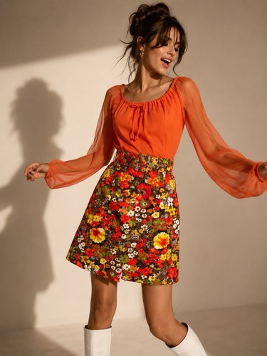 Vtg 60s 70s quilted skirt - 70s,