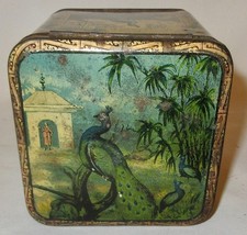 Vintage alte verm. chinesische Teedose mit Drachen und Vogel-Motiven 50er Jahre