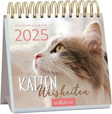 Mini-Wochenkalender Katzenweisheiten 2025: Kleiner Tischkalender mit weisen Wort