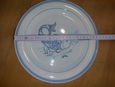 Tolle Teller mit Fischmotiv in hellen Blautönen, ital. Porzellanmarke, 70-er