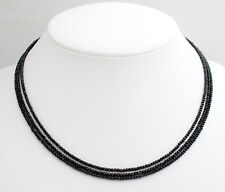 Schwarz Spinell Kette Edelsteinkette facettierte drei Reihen Collier Damen 46 cm