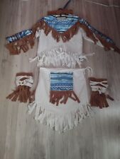 Faschingskostüm Mädchen-Kostüm, Indianerin, Oberteil, Rock, Stirnband mit Feder