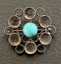 Hübsche alte 835er  Silber Brosche mit Schmuckstein  (k14)