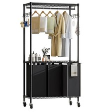 KZOBYD Wäschekorb mit Verstellbares Regal und Kleiderstange Wäschesammler