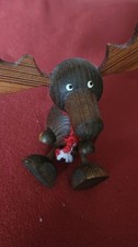 Elch Holz Echte  Handarbeit Sammeln Vintage Süß klein Weihnacht