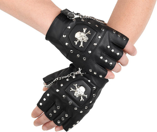 Punk handschuhe fingerlos mit - punk,