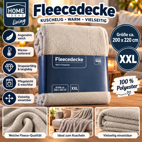 Fleecedecke 200x220 decke xxl - 200x220,